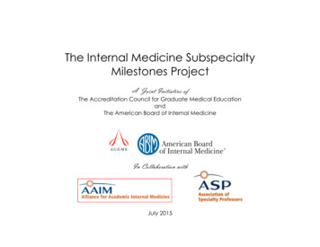 Internal Medicine Subspecialty Milestones - ACGME