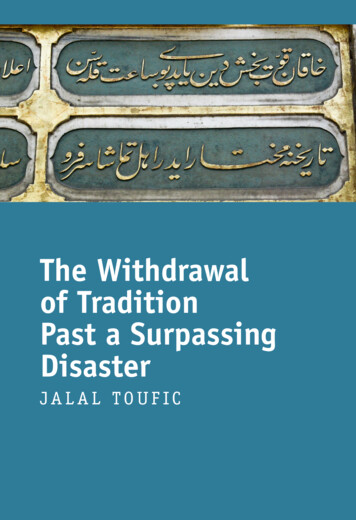 The Withdrawal Of Tradition Past A Surpassing Disaster