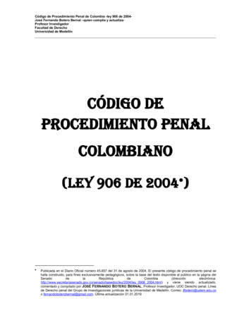 CÓDIGO DE PROCEDIMIENTO PENAL COLOMBIANO - Unifr.ch