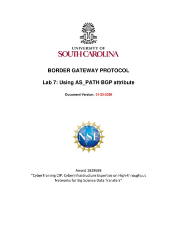 Lab 7: Using AS PATH BGP Attribute - University Of South Carolina