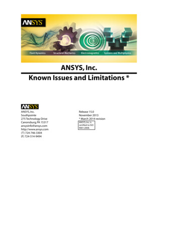 ANSYS, Inc. Known Issues And Limitations - KTH