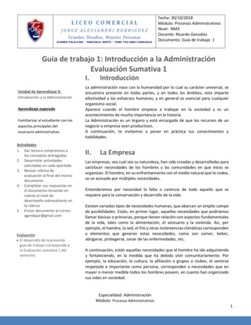 Guía De Trabajo 1: Introducción A La Administración . - Inicio