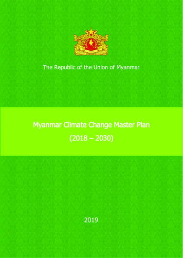 Myanmar Climate Change Master Plan (2018 2030)