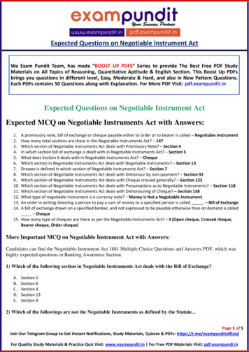 MCQ On Negotiable Instrument Act With Answers