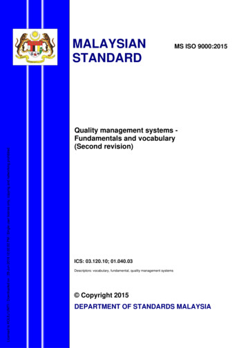 MALAYSIAN MS ISO 9000:2015 STANDARD - Uniti