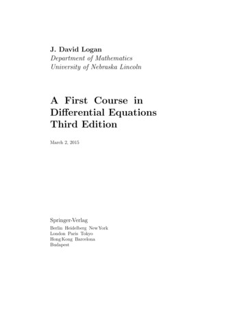 A First Course In Diﬀerential Equations Third Edition