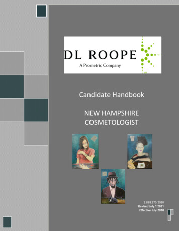 Candidate Handbook NEW HAMPSHIRE COSMETOLOGIST - DL Roope
