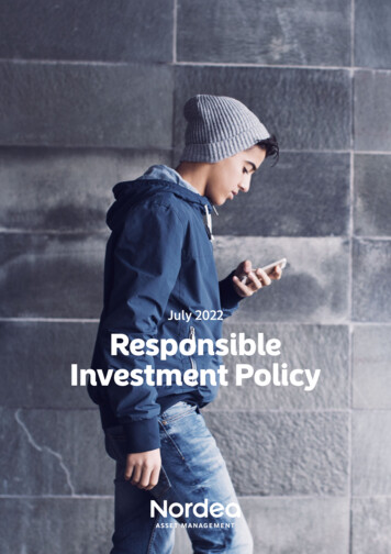 July 2022 Responsible Investment Policy - Nordea