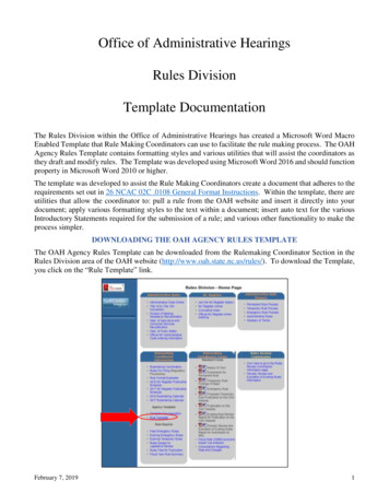 Office Of Administrative Hearings Rules Division Template Documentation