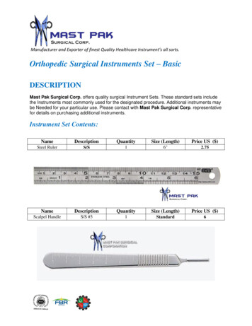 Orthopedic Surgical Instruments Set Basic - MAST PAK SURGICAL CORP