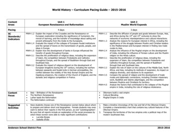 World History Curriculum Pacing Guide 2015-2016