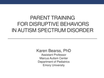 Parent Training For Disruptive Behaviors In Autism Spectrum Disorder
