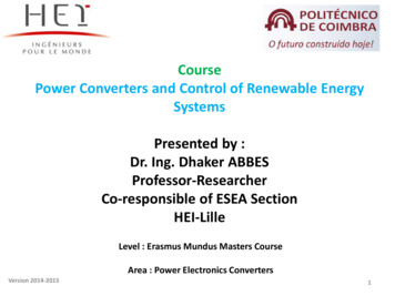 Power Converters And Control Of Renewable Energy Systems