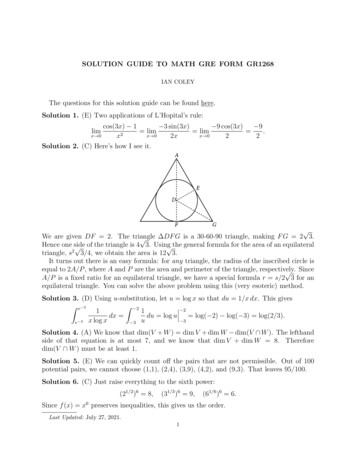 SOLUTION GUIDE TO MATH GRE FORM GR1268 - Rutgers University