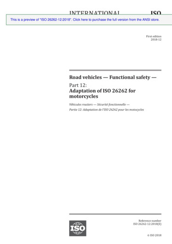 Part 12: Adaptation Of ISO 26262 For Motorcycles