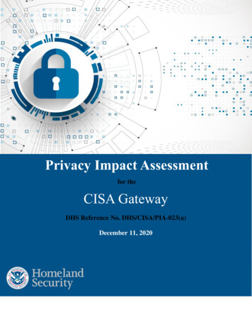 DHS/CISA/PIA-023(a) CISA Gateway