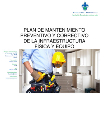 Plan De Mantenimiento Preventivo Y Correctivo De La Infraestructura .