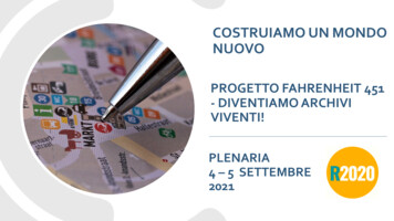 Progetto Fahrenheit 451 - Diventiamo Archivi Viventi! - R2020