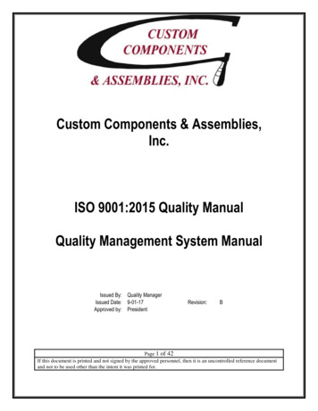 Quality Manual ISO 9001-2015 - Customcomponentsinc 
