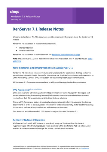 XenServer 7.1 Release Notes - Citrix 