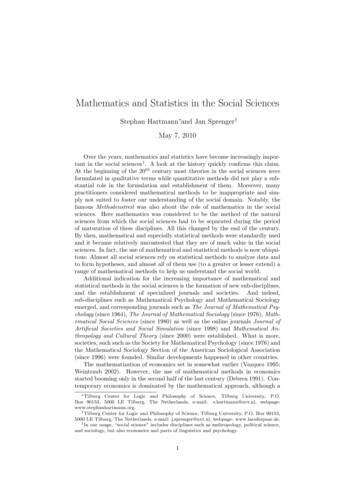 Mathematics And Statistics In The Social Sciences