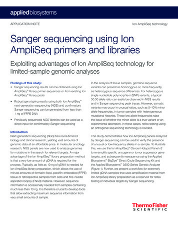 APPLICATION NOTE Ion AmpliSeq Technology Sanger Sequencing Using Ion .