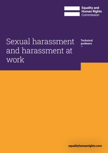 Sexual Harassment And Harassment At Work - Equality And Human Rights .