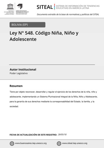 Ley N 548. Código Niña, Niño Y Adolescente - UNESCO