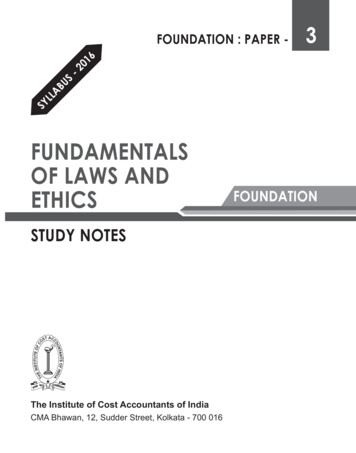 Fundamentals Of Laws And Ethics Foundation
