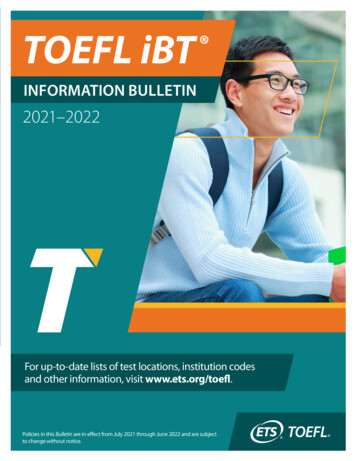 TOEFL IBT Information Bulletin 2021-2022 - Educational Testing Service