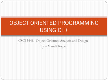 OBJECT ORIENTED PROGRAMMING USING C - University Of Colorado Boulder .