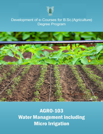 Water Management Including Micro Irrigation - AgriMoon