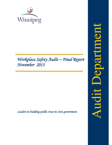 Workplace Safety Audit - Final Report November 2013 - Winnipeg