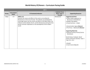 World History CP/Honors - Curriculum Pacing Guide