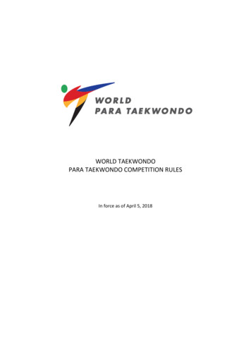 World Taekwondo Para Taekwondo Competition Rules