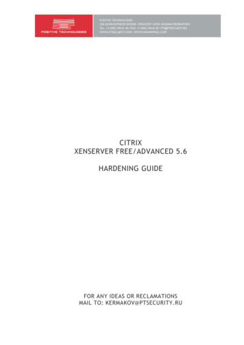 Citrix Xenserver Free/Advanced 5.6 Hardening Guide