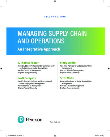 MANAGING SUPPLY CHAIN AND OPERATIONS - Pearson