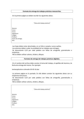 Formato De Entrega De Trabajos Prácticos Manuscritos.