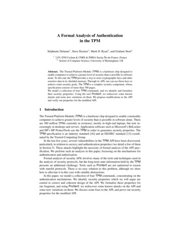 A Formal Analysis Of Authentication In The TPM