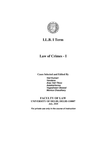 LL.B. I Term Law Of Crimes - I - Delhi University