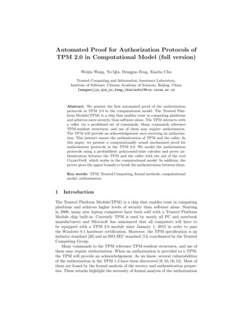 Automated Proof For Authorization Protocols Of TPM 2.0 In . - IACR