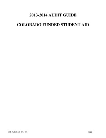 2013-2014 Audit Guide Colorado Funded Student Aid