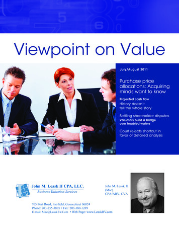 Viewpoint On Value - John M. Leask II CPA/ABV, CVA