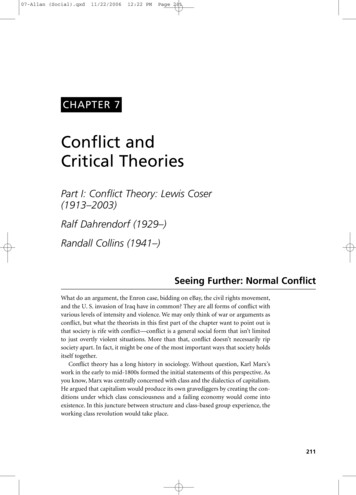 Conflict And Critical Theories - SAGE Publications Inc