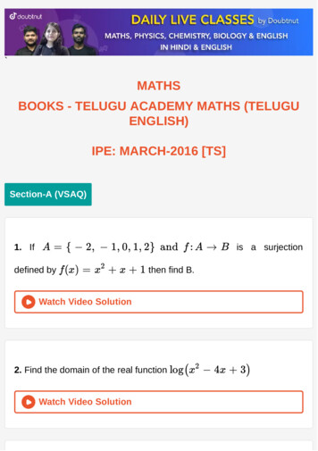 Ipe: March-2016 [Ts] English) Books - Telugu Academy Maths (Telugu Maths