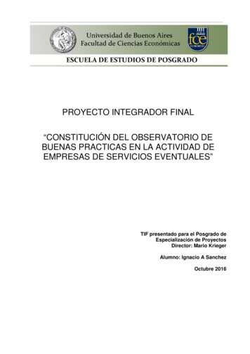 Proyecto Integrador Final Constitución Del Observatorio De Buenas .