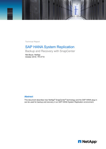 Technical Report SAP HANA System Replication - NetApp
