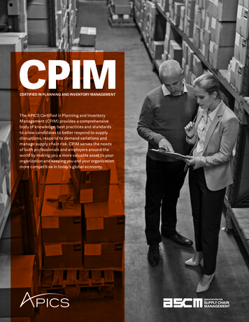 WHY SHOULD I EARN THE CPIM? - Association For Supply Chain Management