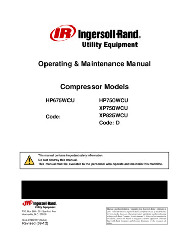 Operating & Maintenance Manual Compressor Models - Doosan Portable Power