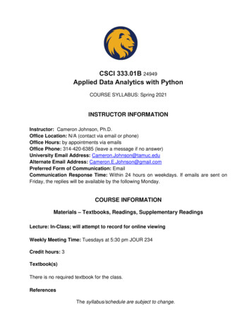 CSCI 333.01B Applied Data Analytics With Python - Texas A&M University .